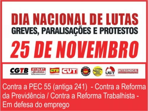 Registro da publicação: 25 de novembro é Dia Nacional de Paralisação e Greves