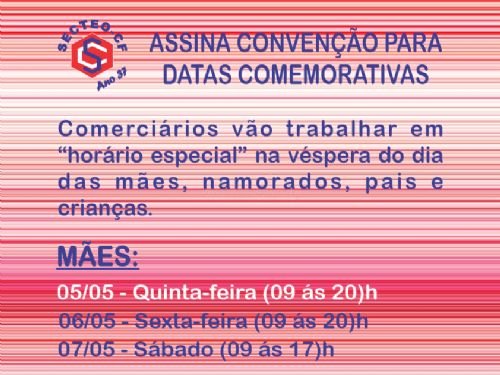 Registro da publicação: Comerciários aprovam jornada de trabalho para as datas comemorativas