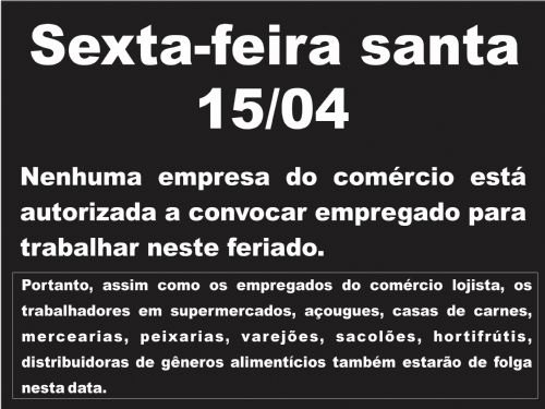 Registro da publicação: Empresas deve conceder folga aos empregados na sexta-feira santa