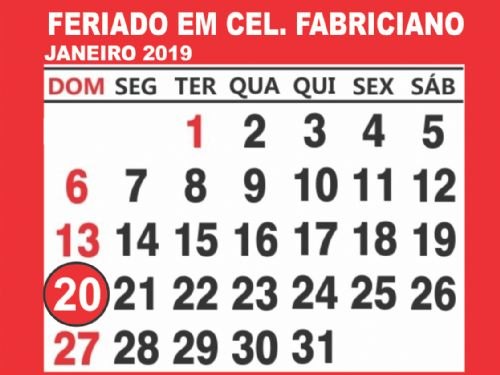 Registro da publicação: FERIADO EM CORONEL FABRICIANO