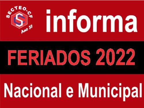 Registro da publicação: LISTA DE FERIADOS DO ANO 2022