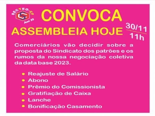 Registro da publicação: NEGOCIAÇÃO COLETIVA 2023 – SINDICATO CONVOCA ASSEMBLEIA